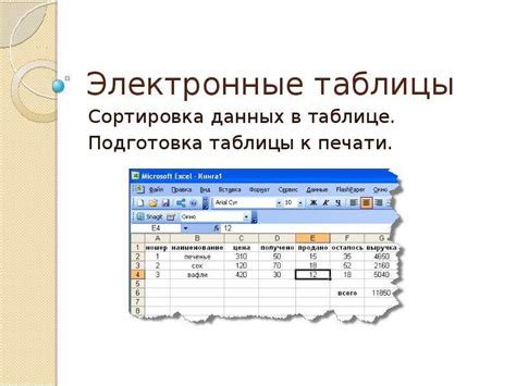 Подготовка таблицы