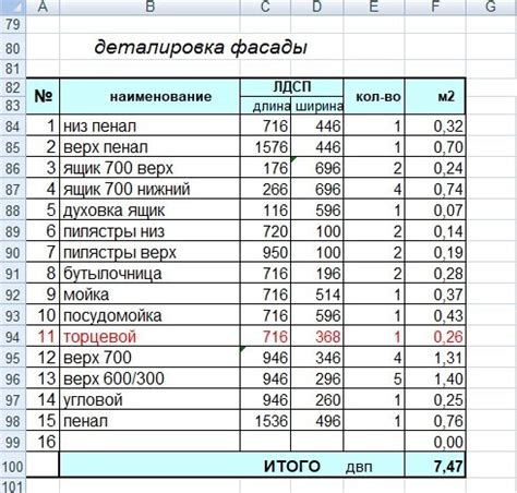 Расчет размеров